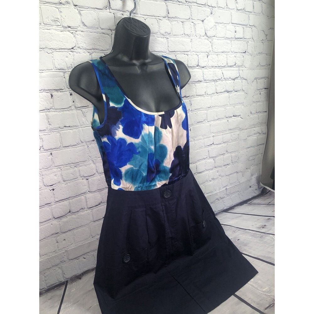 Anthropologie Doubly Dapper Dress by Tabitha Silk Bodice Blue SZ 8 - Picture 3 of 5